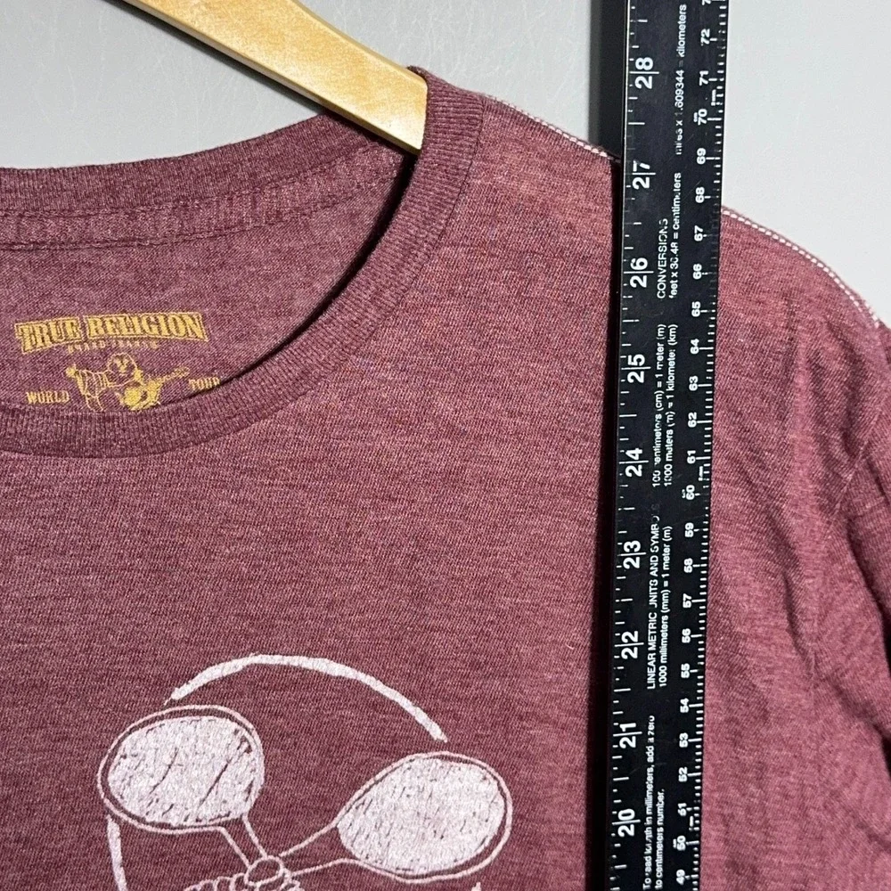 True Religion Graphic T Shirt Mens‎ Size Large Heather Maroon Sportswear